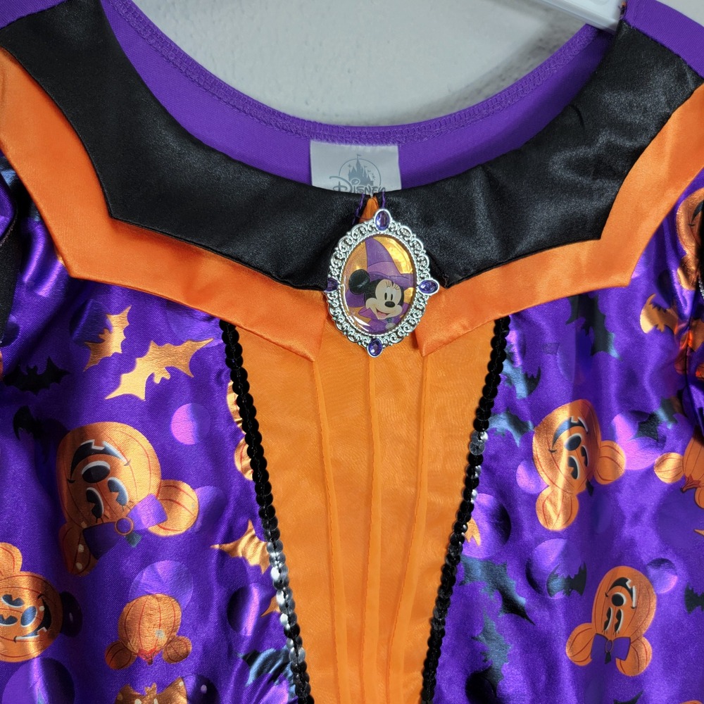 Disney Minnie Mouse Halloween Witch Costume‎ Dress Purple Orange Girls Size 9/10 - Picture 6 of 9